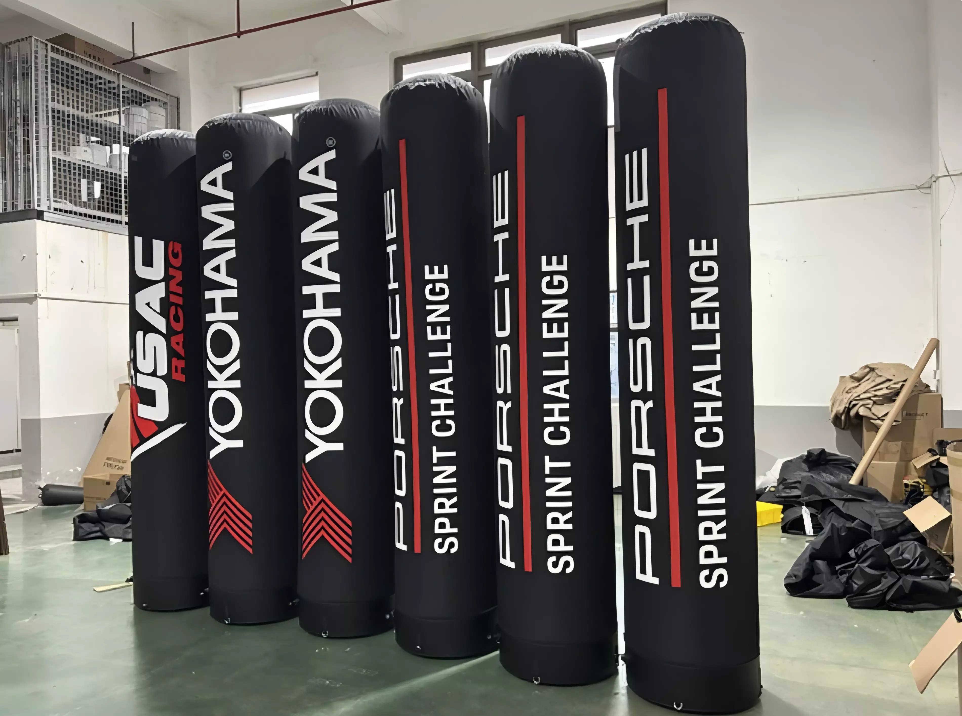 Side view of Porsche Sprint Challenge inflatable columns